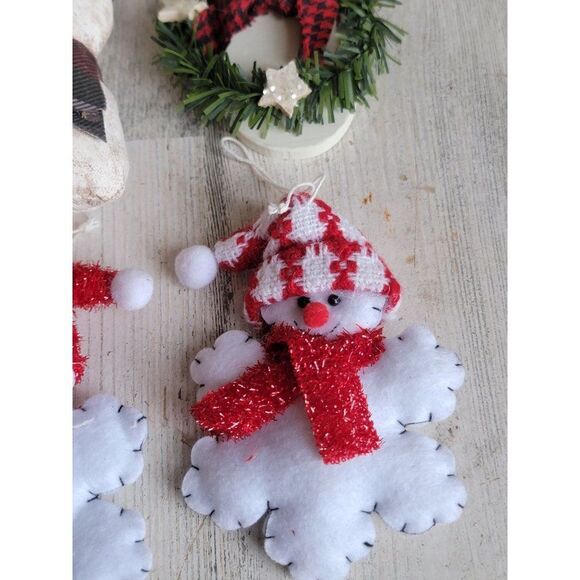 Variety rustic snowman ornament snowflake wreath Xmas set - Picture 4 of 8
